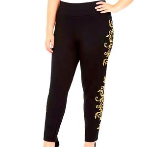 26W- Gold Embroidered Pull-On Pants